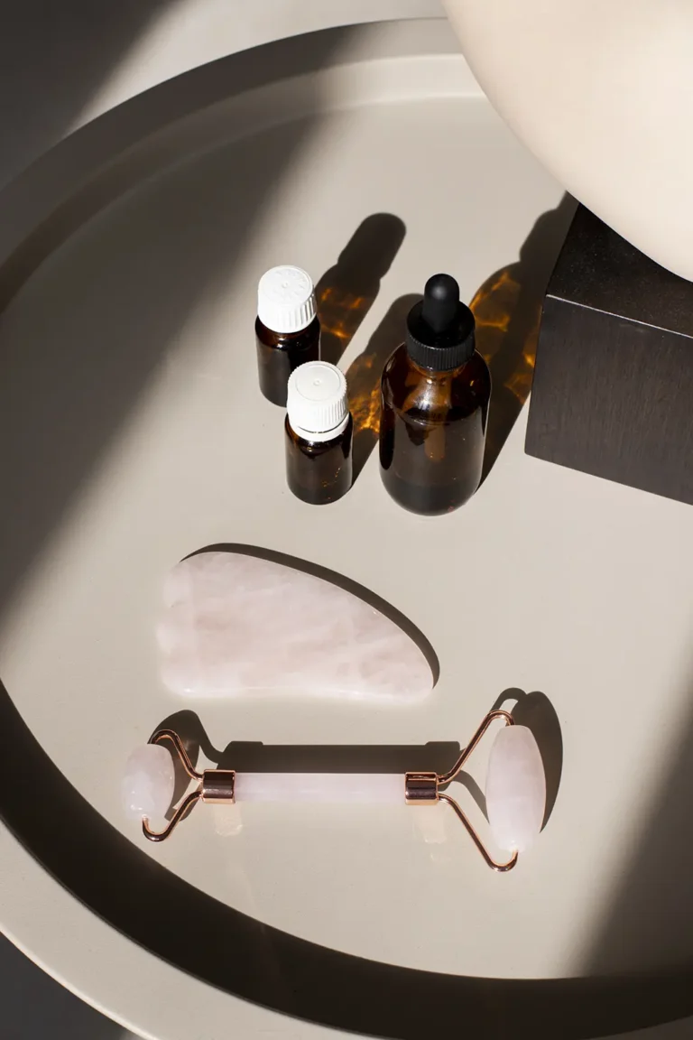 top view gua sha face products